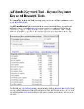 Adwords Keyword Tool